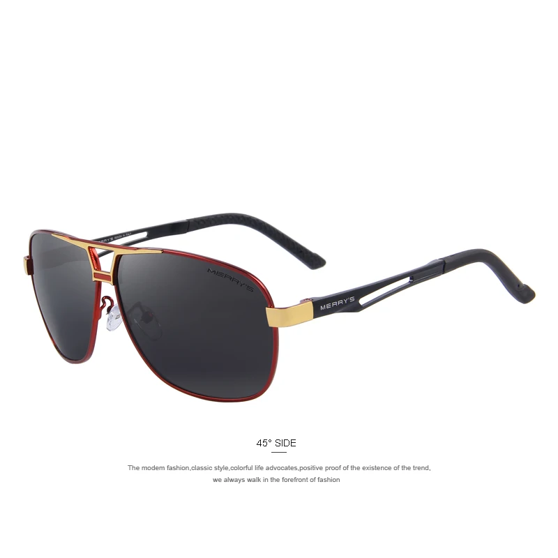 Merry's классические мужские s поляризационные, прямоугольной формы солнцезащитные очки, мужские HD поляризованные алюминиевые очки для вождения, модные солнцезащитные очки S'8758 - Цвет линз: C04 Red Black