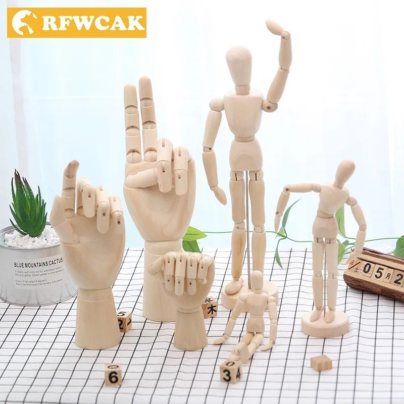 Kayu Wood People Dolls Joint Hand Home Decoration
