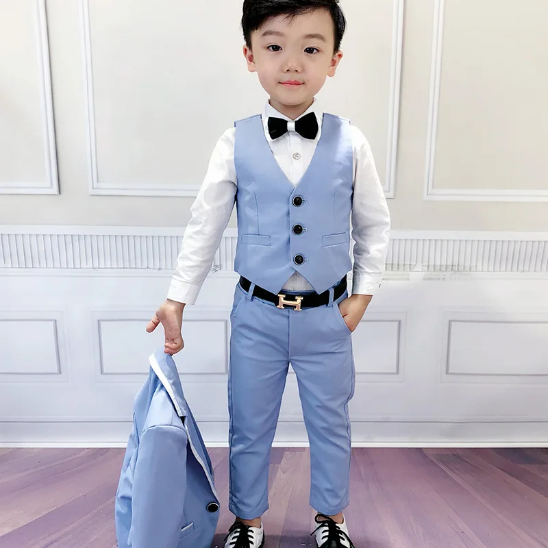 

Autumn 2018 Boys'Suit Set Children's Stitching and Edging Dresses Performing Three Suits Boy Suits Formal