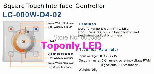 DC12/24 v pwm Светодиодная панель регулировки яркости подсветки, используется для отлично сохраняет тепло теплые белые светодиодные ленты/светильников для того, чтобы отрегулировать CCT и яркость! 20 шт./партия