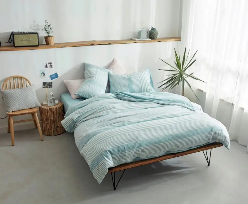 

100% Washed Cotton bedding set Duvet Cover set Queen king size sheet Linen pillowcase Soft egyptian cotton bedding
