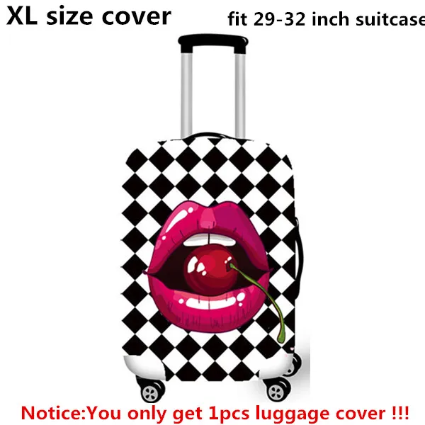 Утолщенный защитный чехол для багажа с 3D принтом, эластичный чехол с милыми мультяшными губами, пылезащитный чехол для багажника, чехол для путешествий, аксессуары для чемоданов - Цвет: XL Cherry