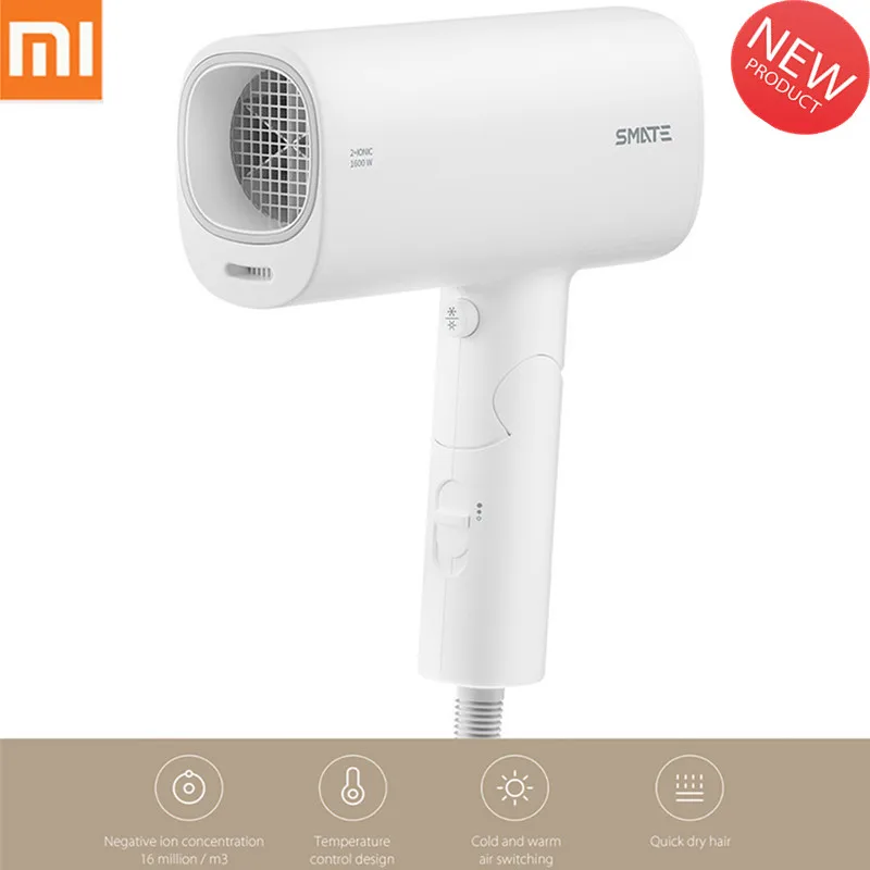 

Xiaomi SMATE Hair Dryer negative ions 1600W High Power blow Dryer fast dry hair Temperature control design from Xiaomi youpin