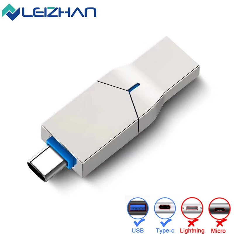 LEIZHAN 128 GB type C USB флеш накопитель Высокоскоростной 3 0 Флешка для телефона с