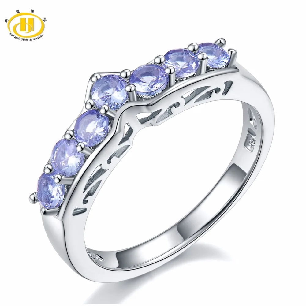 Hutang кольцо с натуральным танзанитом 925 пробы Серебряное кольцо с драгоценным камнем изящное ювелирное изделие элегантный дизайн для женщин свадебный лучший подарок