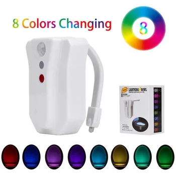 

MUQGEW LED 8 Color Night Light Body Motion Sensor Auto Toilet Seat Bathroom Waterproof Hot Sell Drop Shipping Price 2017 Newest
