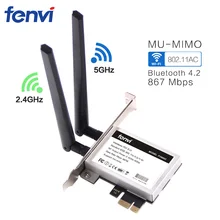 Fenvi Настольный PCi-e 1200 Мбит/с WiFi MU-MIMO беспроводной-AC 8265 802.11AC PCI Express антенный адаптер для Intel 8265ac+ Bluetooth 4,2