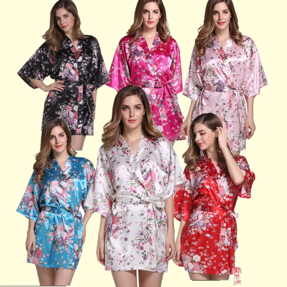 Free shipping wholesale Retail Silk Short Wedding Bride Bridesmaid Robe