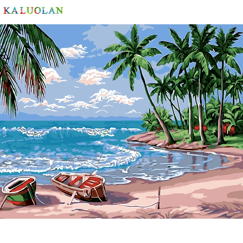 

Frame painting by numbers paint by number canvas painting for living room home decor wall picture oil painting wall decor beach