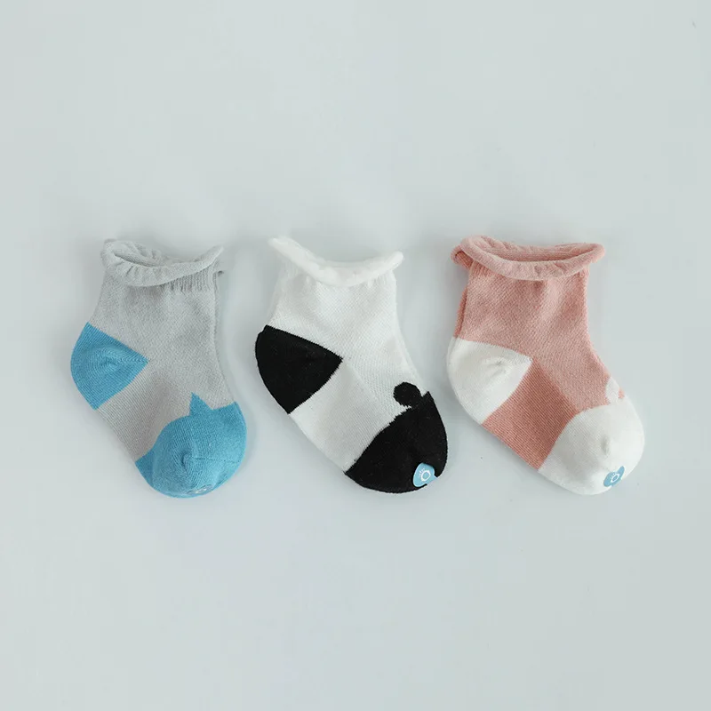 3 Pairs/Lot Kids Socks Baby High Quality Cotton Cute Cartoon Animal Mesh Cuffed Children Socks Summer Autumn Sock Panel