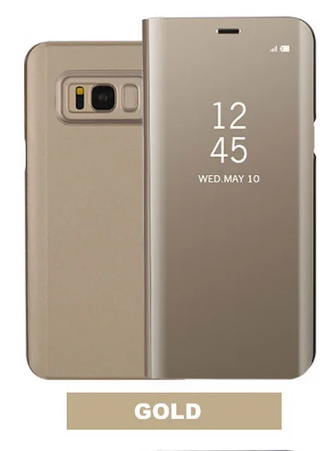 Gold Зеркальное гальваническое покрытие чехол для samsung Galaxy S7Edge S7 чехол кожаный чехол для Smart Clear View откидная крышка Подставка для samsung S8 чехол S7edge - Цвет: Gold