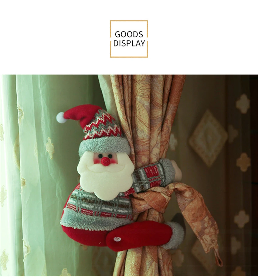 New Cute Christmas Curtain Buckle Christmas Decorations Window Decor Santa Claus Christmas Ornament for Home decoracion navidad