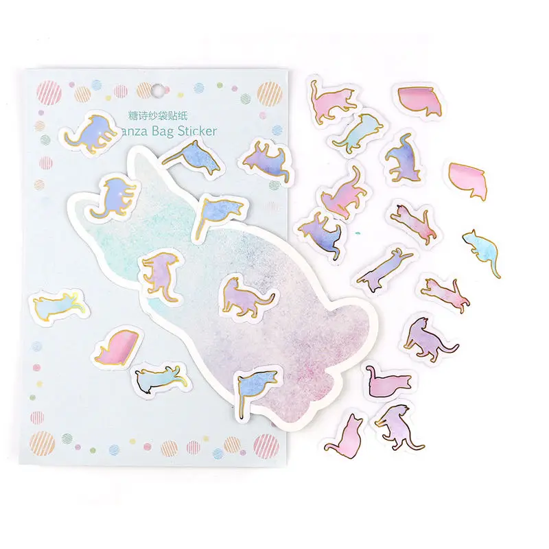 

100 Sheets/Set PVC DIY Scrapbook Notebook Stickers Color Shape At Random Cat Animal Garment Decorations Paper 27x12 mm 25x12 mm