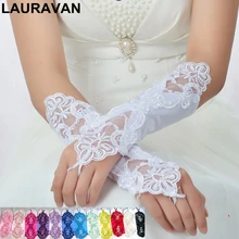 2020 feminino 13 cores do vintage incrível noiva casamento baile de formatura festa sexy vestido frisado rendas luvas fingerless estilo combinando traje
