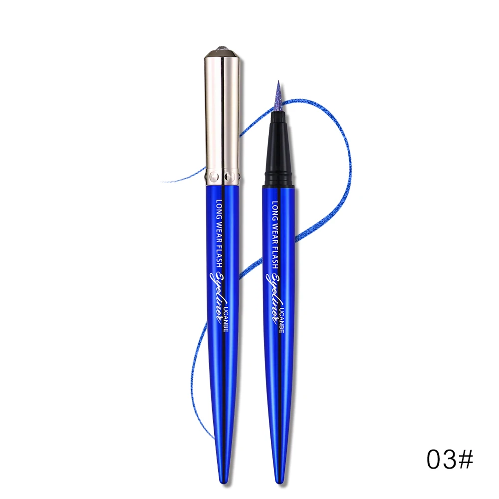 UCANBE Алмазная блестящая подводка для глаз, карандаш для глаз, длинная подводка для глаз и тени, наборы для макияжа, шелковистая Стойкая подводка для глаз, Золотое мерцание - Цвет: 03 Blue