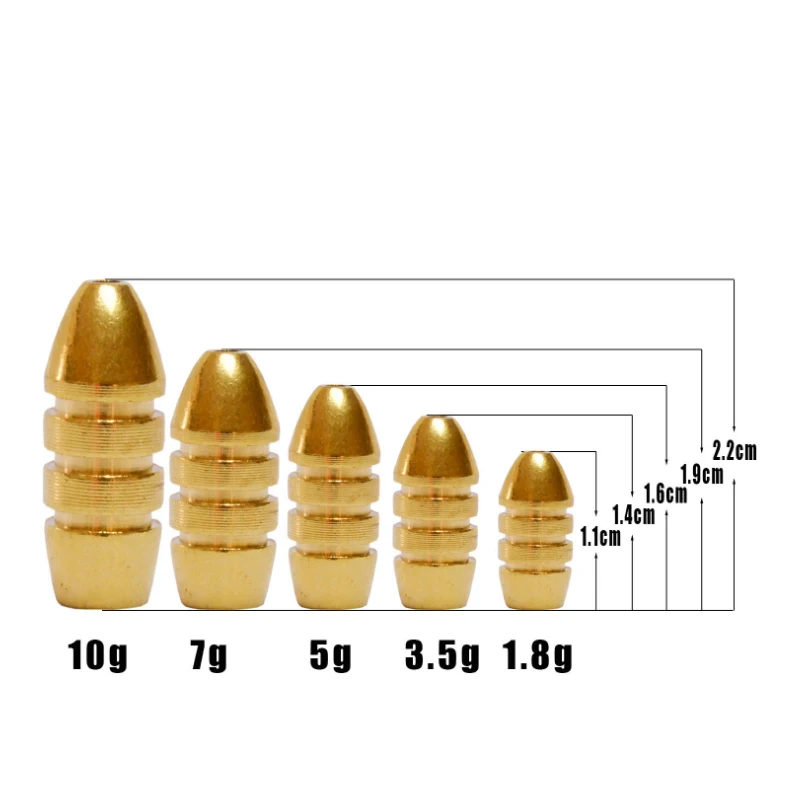 

Copper Bullet Sinker 1.8g/3.5g/5.0g/7.0g/10g Lead Weight Fishing Accessaries Fishing Weight