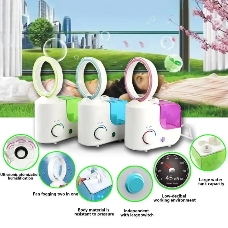 

Aroma Diffuser Humidifier Home Office With Bladeless Fan Mini Stress Relieve