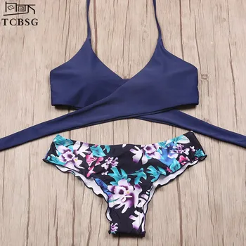 

TCBSG 2019 Sexy Cross Brazilian Bikinis Women Swimwear Swimsuit Push Up Bikini Set Halter Top Beach Bathing Suits Swim Wear