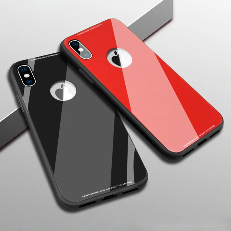Роскошный стеклянный чехол для iPhone 6 s 6S 8X10 7 Plus 6Plus 8Plus красный черный сотового