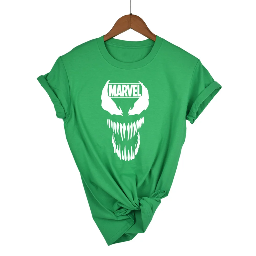 Мода Harajuku Повседневное Для женщин футболки в стиле «панк-рок» с героями комиксов Марвел, ts хлопковая Футболка tumblr Повседневное битник для Famale Топ - Цвет: green white