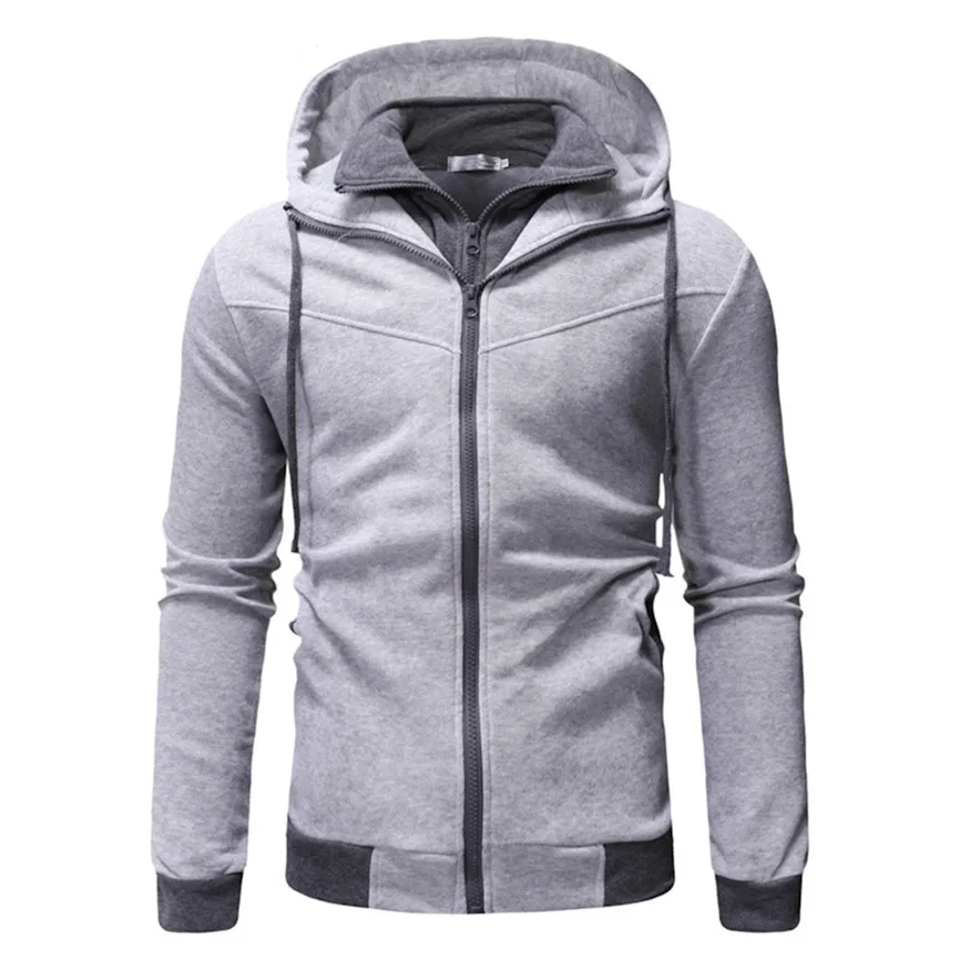 Men's Coats And Jackets Winter Men's Autumn Long Sleeve Splicing Sweatshirt Top Tee Blouse Coat Bicycle Jacket Man Windbreaker - Цвет: Gray