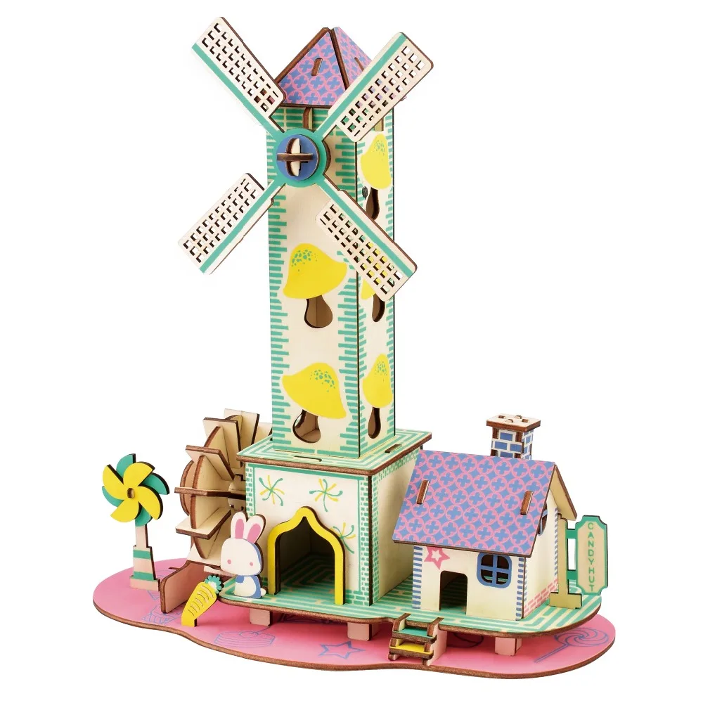 1pcs 3D Wooden Puzzle Cabin model Kids Educational Learning Toys for Children Art Crafts Brain Teaser DIY Games Gift Girls toys | Игрушки и