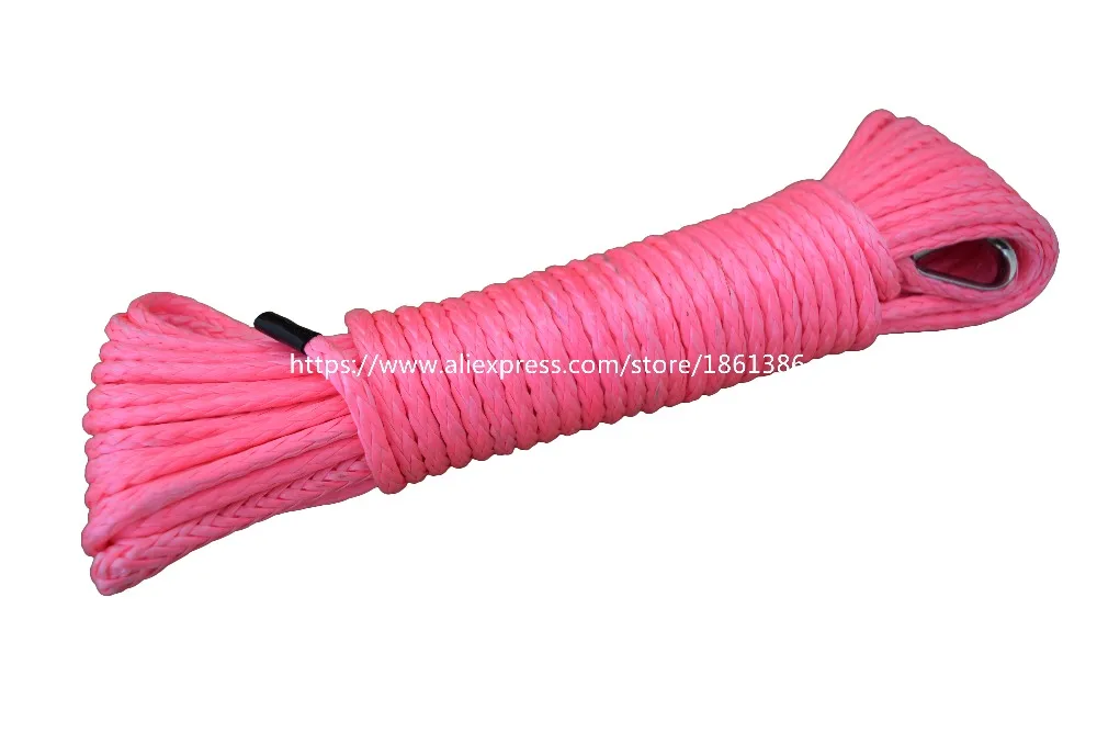 Pink 4mm*15m ATV Winch Line,Synthetic Winch Rope,ATV Winch Cable,Towing