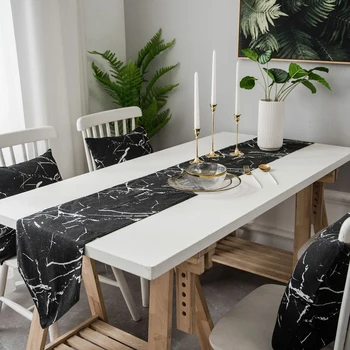

Lychee Vintage Style Stone Print Table Runner Black and White Table Cloth Table Runner for Wedding Party Home