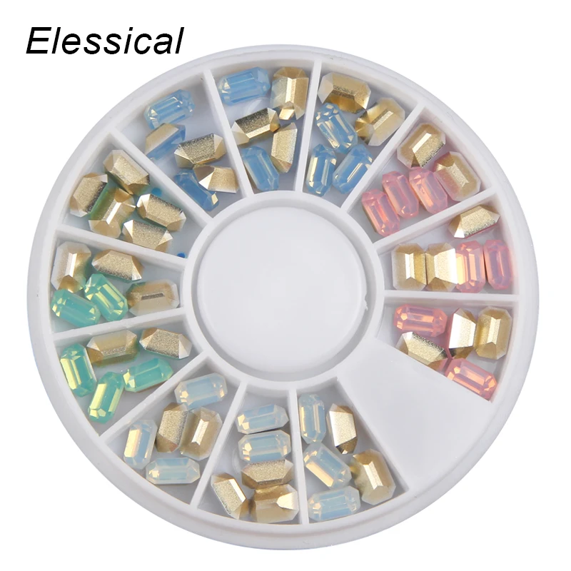 

ELESSICAL 4mm/6mm Protein Color Cone Long Octagonal Drill Tips Nail Charms Shiny Resin Crystal Rhinestones Nail Decoration WY999