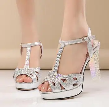 

Customized Small Size 30 31 32 33 2 Women Rhinestone Sandles Girls Platforms High Heel Peep Toe Shoes Lady Sexy Thick Heel Pumps