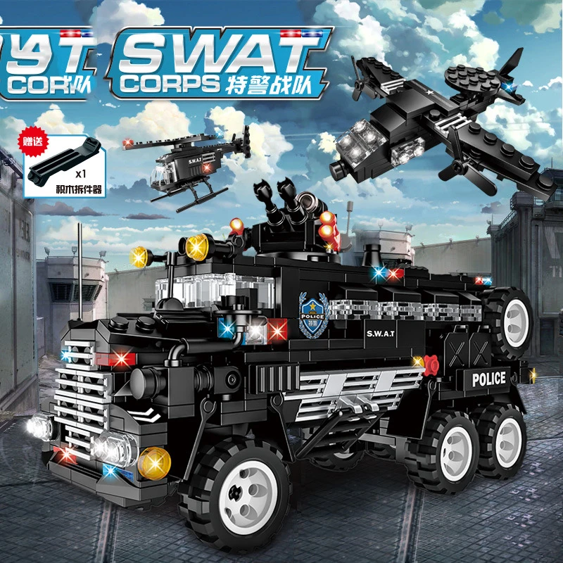 626pcs Children's educational building blocks toy Compatible Legoings city SWAT team 6-in-1 armed combat command vehicle Bricks 626pcs Children's educational building blocks toy Compatible Legoings city SWAT team 6-in-1 armed combat command vehicle Bricks