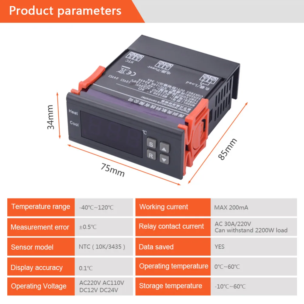 MH1210A термостат, электронный цифровой термостат регулятор 220V 10A-40~ 120 Термостат Регулятор