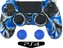 3 в 1 резиновый чехол для Dualshock 4 PS4 DS4 Pro тонкий контроллер для playstation 4 Защита геймпада - Цвет: camo blue