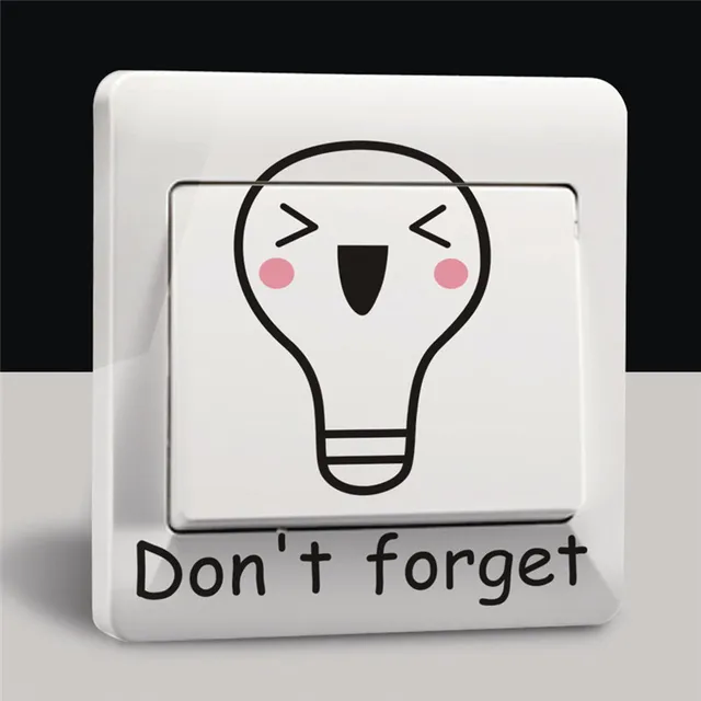 cute lamp bulb switch stickers dpn't forget turn off light