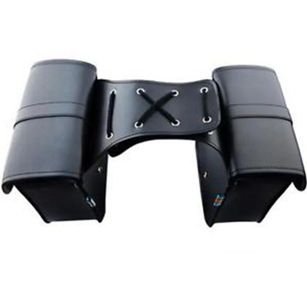 

2PCS Mini Motorcycle Saddle Bags PU Leather Side Storage Fork Tool Pouch Universal Black New