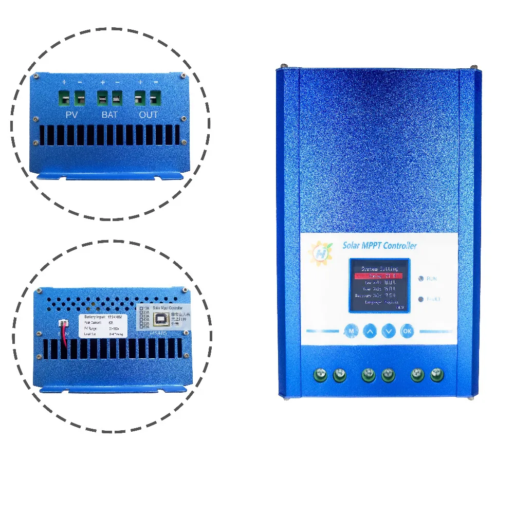 Tumo-Int 40/60 Ампер Солнечный MPPT контроллер, 12/24 V/48 V 180VDC Вход