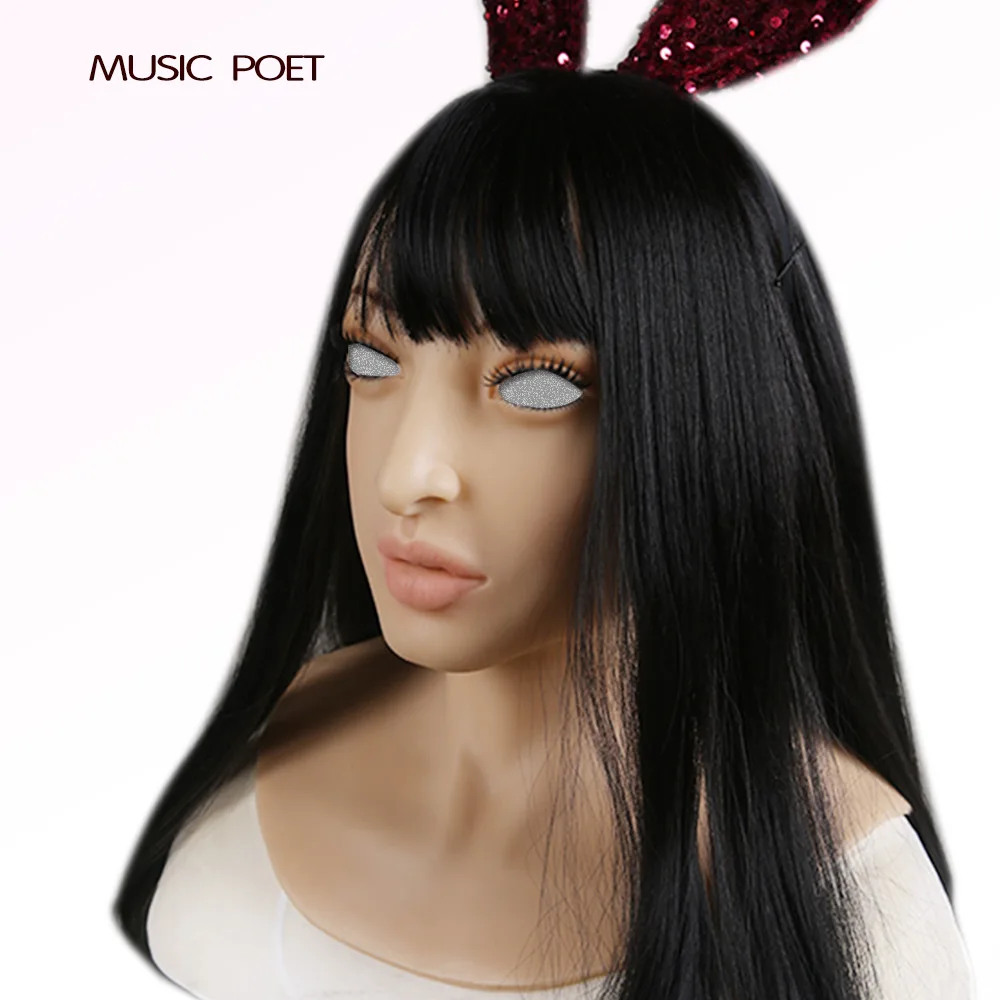 

MUSIC POET female realistic mask in soft medical healthy silcone used for crossdresser cosplay masquerade shemale drag queen