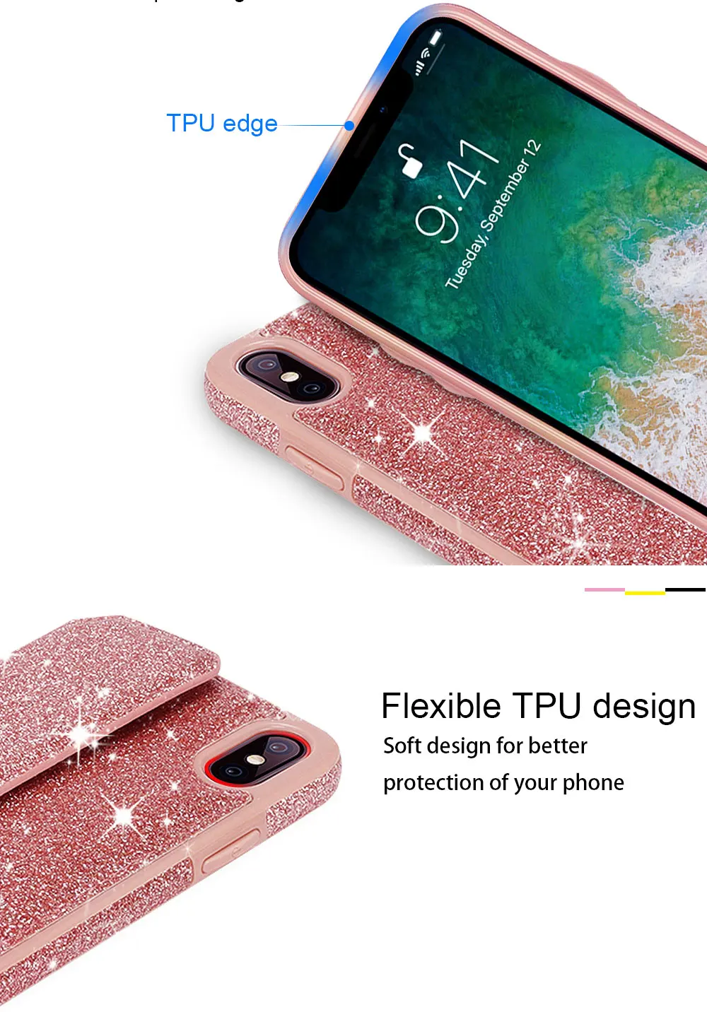 Portefeuille For iPhone 7 Case With Card Holder Glitter Leather Card Slot Flip Wallet Cover For iPhone X 8 Plus 6 6S Accessories (2)