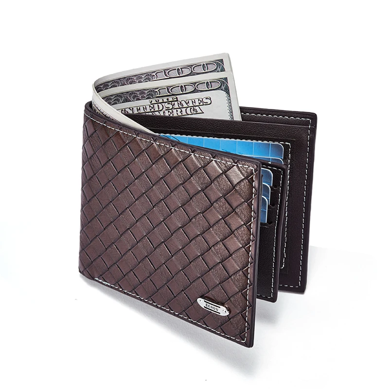 CHALLEN Vintage Men Leather Brand Luxury Wallet Short Slim Male Coin Pocket Purses Money Clip Credit Card Cartera Male Clutch