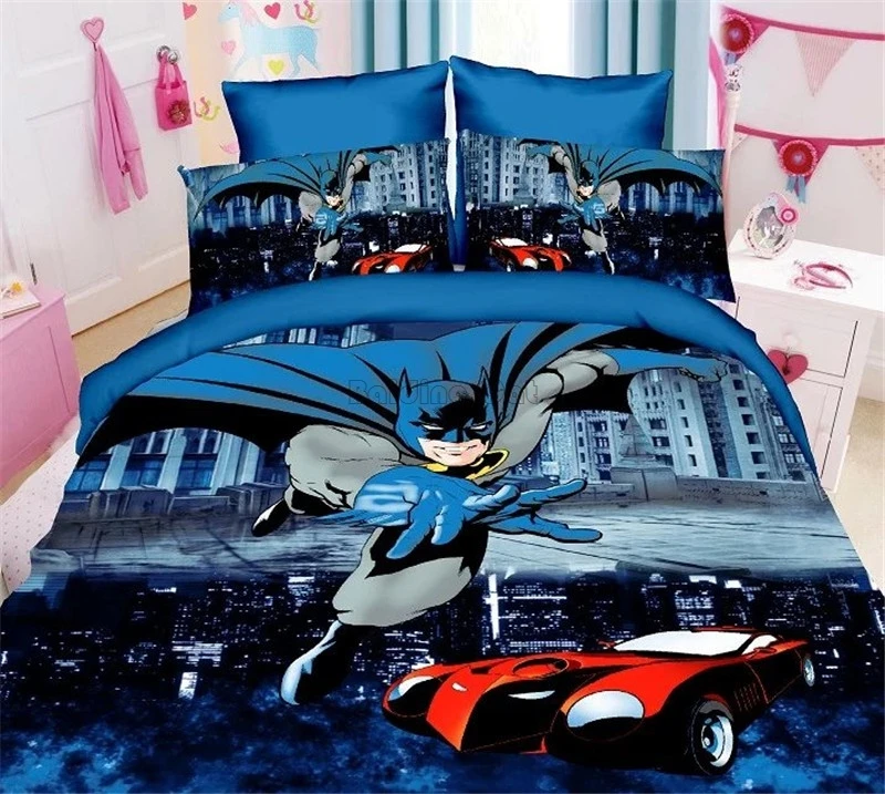 Горячая Распродажа, Комплект постельного белья с Бэтменом из мультфильма, Мстители, Человек-паук, Миньоны, набор пододеяльников для детей, подарок, одиночный, двойной, полный размер