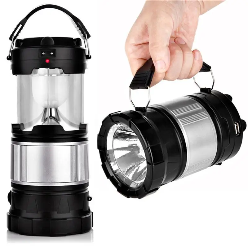 

Multifunctional Outdoor LED Camping Lantern Solar Lamp Lights Handheld Flashlights With US Plug Rechargeable For Hiking Fishing