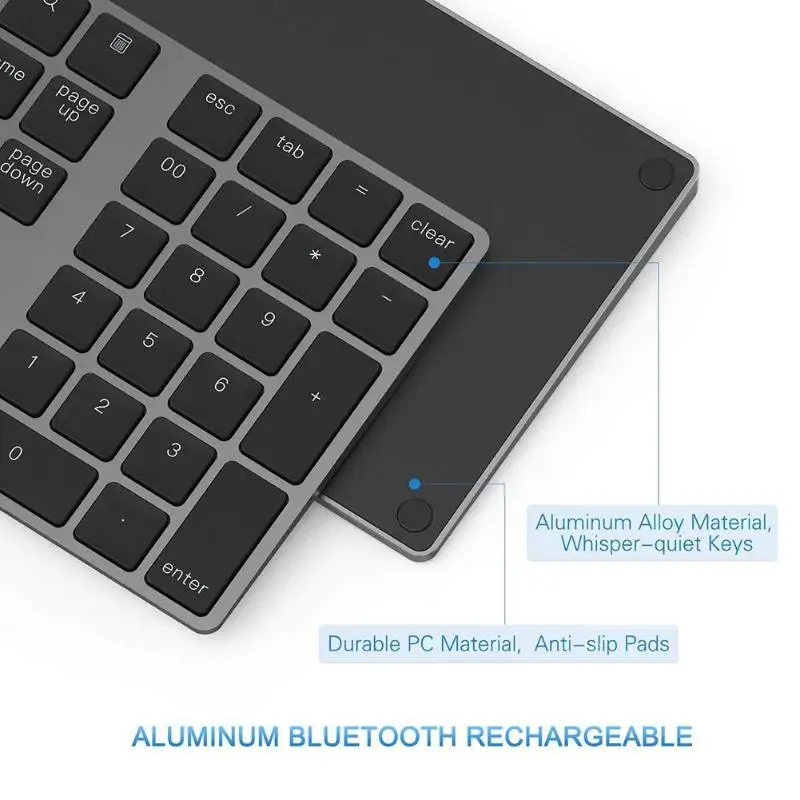 VKTECH сплав 34 клавиши Bluetooth беспроводная цифровая клавиатура, цифровая клавиатура для Windows, IOS, Mac OS, Android, планшет, ноутбук PC