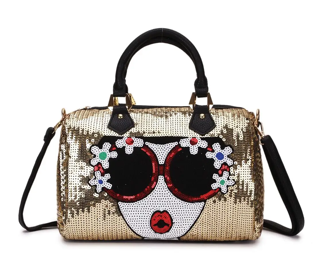 Роскошная модная пикантная дизайнерская сумка с блестками в форме Бостона, женская сумка из искусственной кожи, сумка на плечо, женская сумка-Болза-мессенджер - Цвет: GOLD A