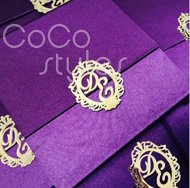  Cocostyles velvet hard cover wedding invitation card with acrylic decoration and outer mailing box  - 32864577993