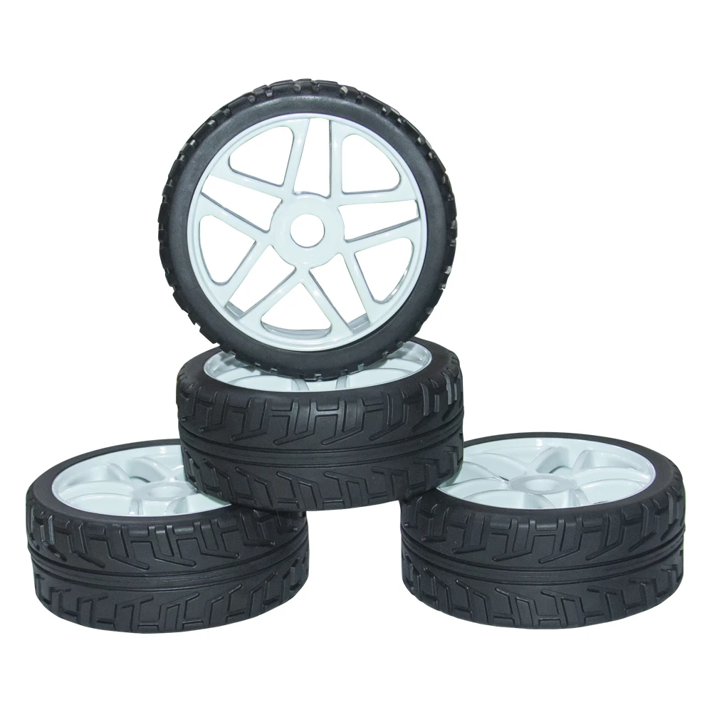 4 шт. 1:8 RC на дороге автомобиль багги резиновые шины белый пластик колесо радиоуправляемого автомобиля диски уличные шины для ступицы HEX 17 мм имеют вставки из пенопласта