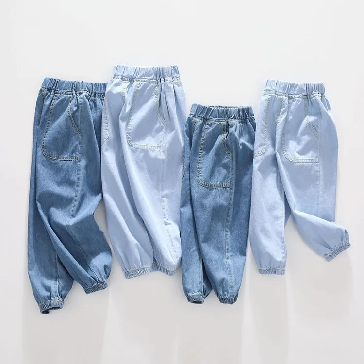 Летние повседневные джинсы для мальчиков джинсы для девочек от 2 до 10 лет мягкие тонкие джинсовые ковбойские штаны модные джинсовые штаны повседневные джинсы для подростков