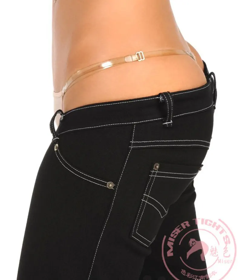 Sexy Women Black Super Low Rise Waist Jeans Fold Flare Pants Denim