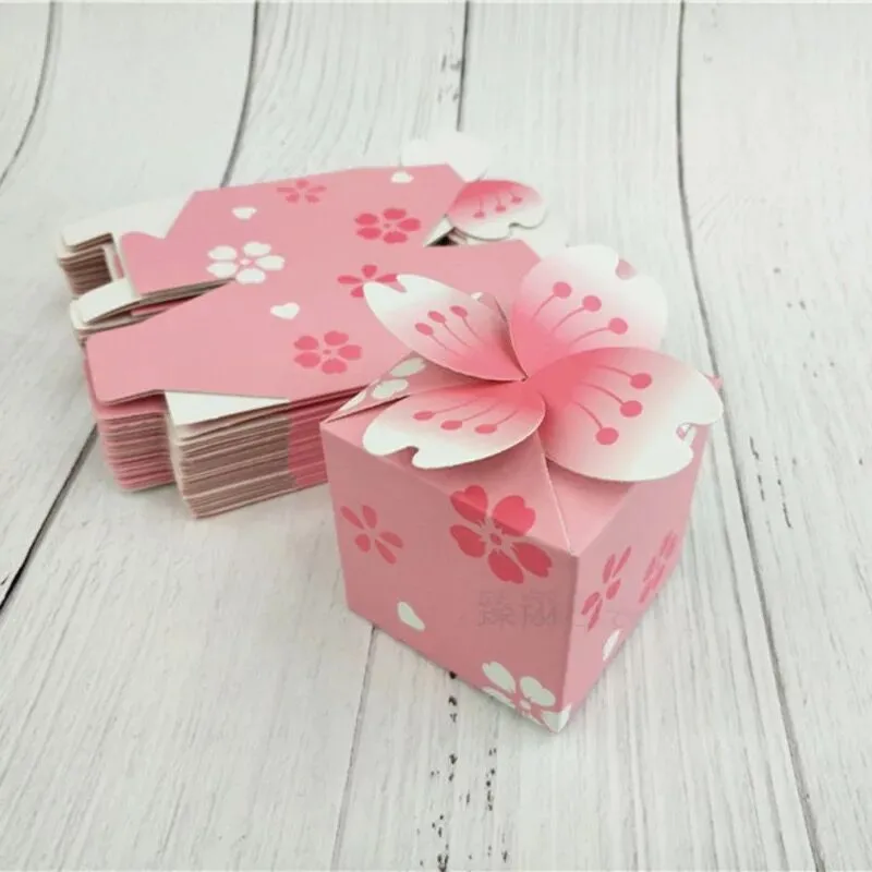 10 шт. японский Романтический Сакура коробка конфет розовый цветок вишни свадебный подарок для украшения с помощью сахара шоколадная упаковочная коробка