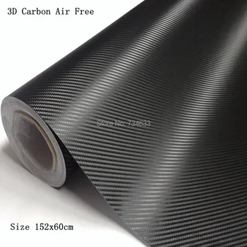 

2pcs 152x50cm 3D Carbon Fibre Vinyl Wrap Car wrapping Film Vehicle Wraps Car styling with Air release Fedex Free Shipping