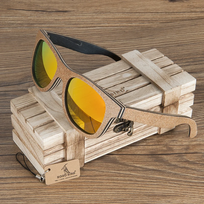 BOBO BIRD 2017 Polarized Skateboard Wood Sunglasses Retro Round Frame Eyewear Glasses For Men A Women